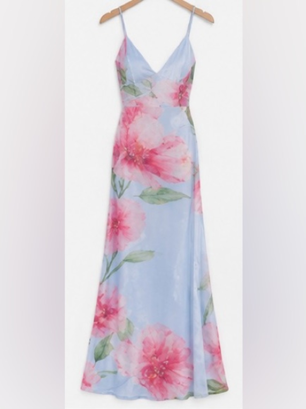 Windsor Light Blue Floral Lace Up Back Maxi Dress Size S - Picture 7 of 11